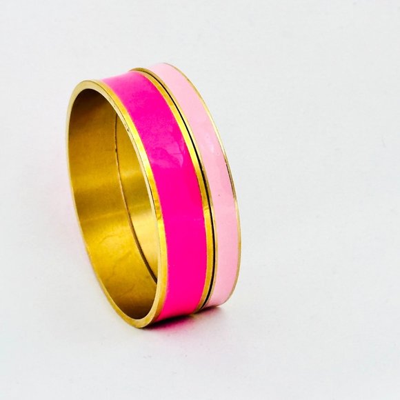 Two Susan Graver Enameled Bracelets - Light and Dark Pink - Picture 3 of 9